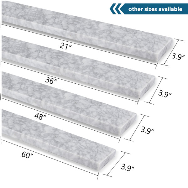 DORNBERG 21.25" White Carrara Marble Sidesplash For Vanity Sink Top